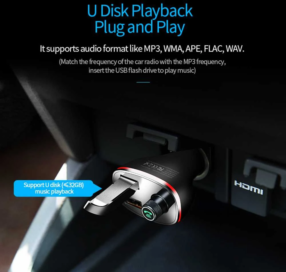 Rock Transmiter FM B300 MP3, Bluetooth - 2xUSB - juodos spalvos