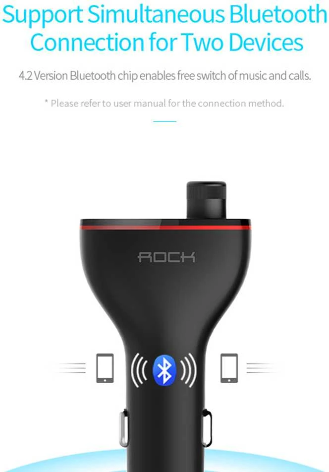Rock Transmiter FM B300 MP3, Bluetooth - 2xUSB - juodos spalvos