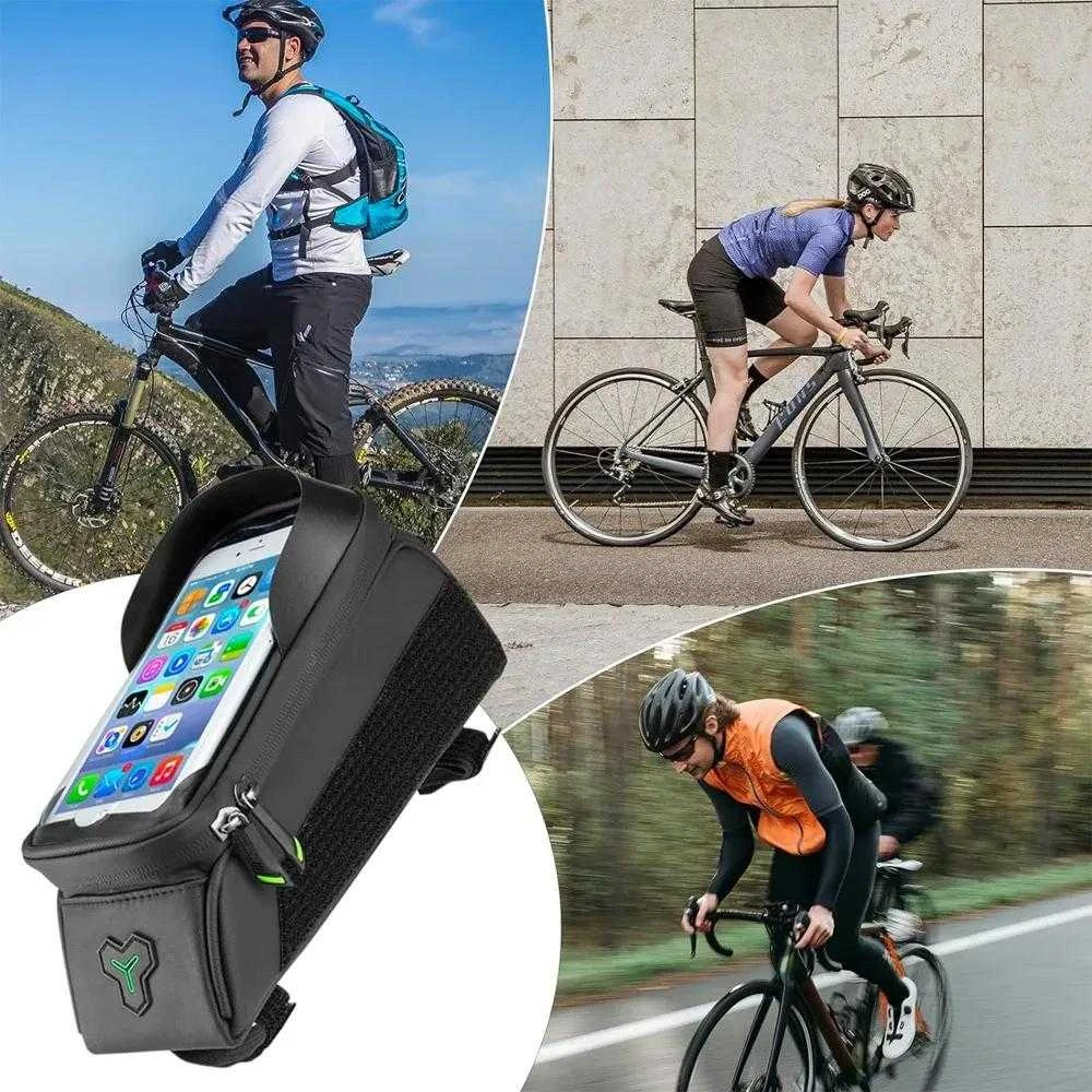 Rockbros 029-1BK dviračio krepšys for frame with phone cover – juodos spalvos
