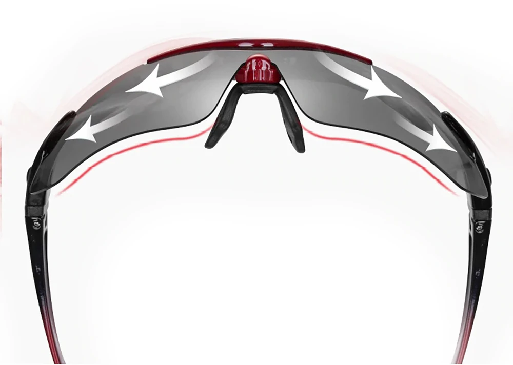 Rockbros 10001 Polarized Cycling Glasses – juodos spalvos and Raudona
