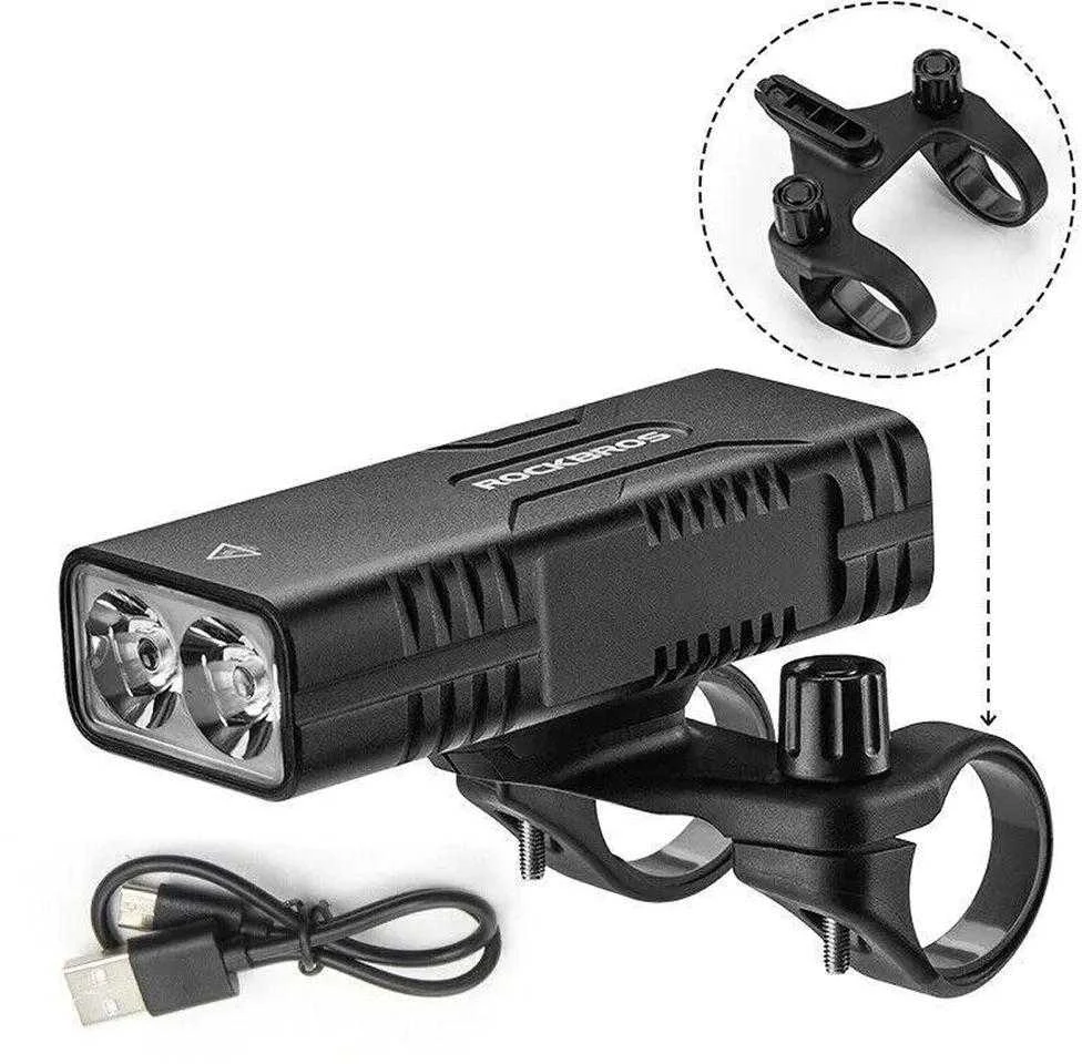 Rockbros 24310002001 dviračio žibintas 850 lm su išorinės baterijos funkcija + USB-C ir USB-A laidas – juodos spalvos