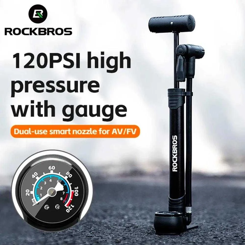 Rockbros 42310006001 bicycle pompa with pressure gauge – juodos spalvos