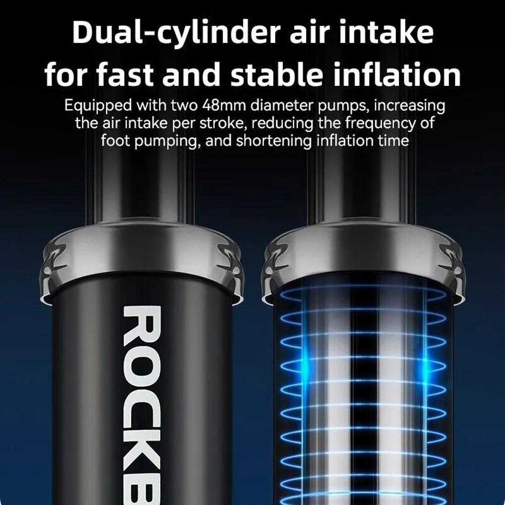 Rockbros 42430001001 foot pompa with display - juodos spalvos