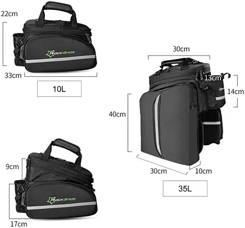 Rockbros A6-03BK krepšys dviračiui for trunk 35 l with fold-out pockets – juodos spalvos