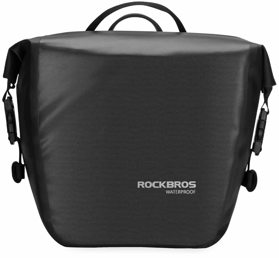 Rockbros AS-003-1BK vandeniui atsparus dviračio krepšys su pečių dirželiu, tvirtinamas priekyje/gale, 10-14 l - juodas