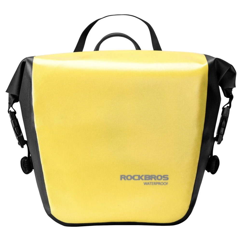Rockbros AS-003-1Y vandeniui atsparus dviračio krepšys su pečių dirželiu, tvirtinamas priekyje/gale, 10–14 l – geltonas