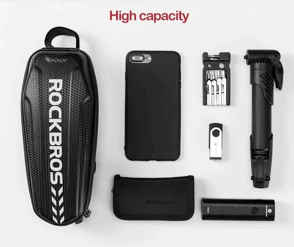 Rockbros B60 waterproof dviračio krepšys for frame – juodos spalvos