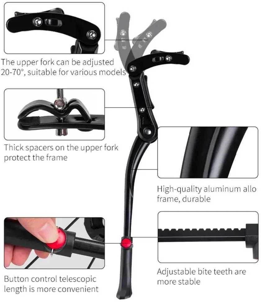Rockbros JC1005BK bicycle kickstand - juodos spalvos