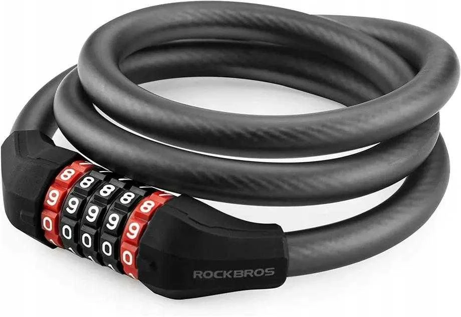 Rockbros RKS507-1BK dviračio spyna su kombinacija 1,8 m – juodos spalvos