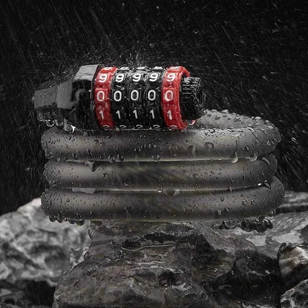 Rockbros RKS507-1BK dviračio spyna su kombinacija 1,8 m – juodos spalvos