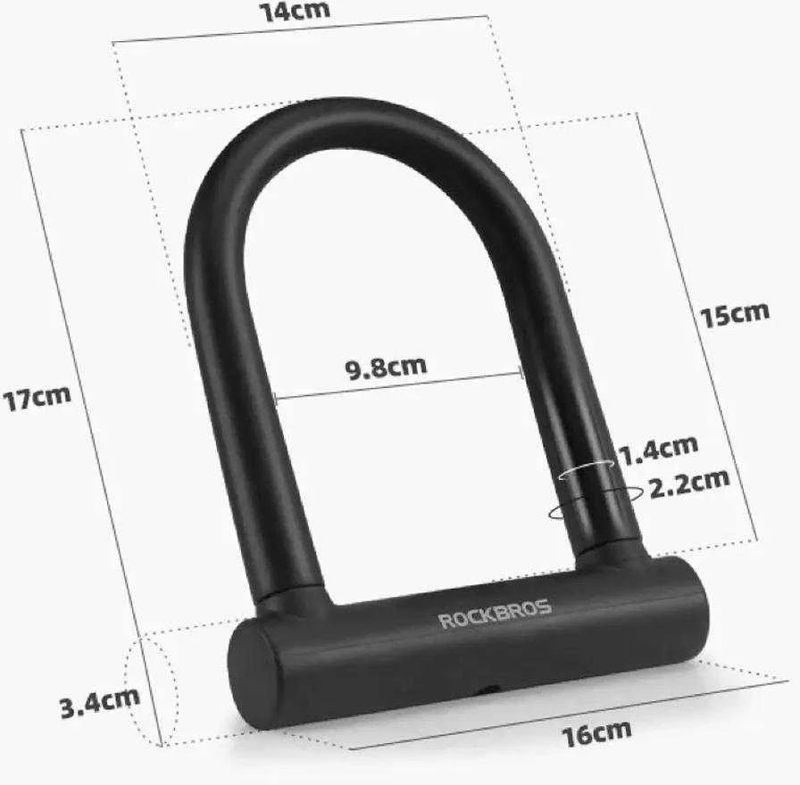 Rockbros RKS610-BK U-lock bicycle lock – juodos spalvos
