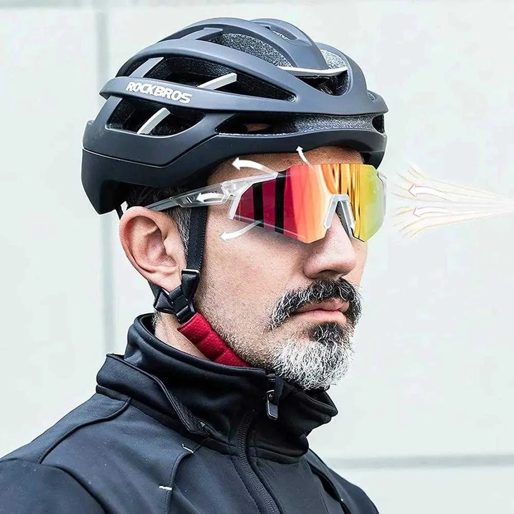 Rockbros SP291 photochromic UV400 dviratininko akiniai – baltos spalvos
