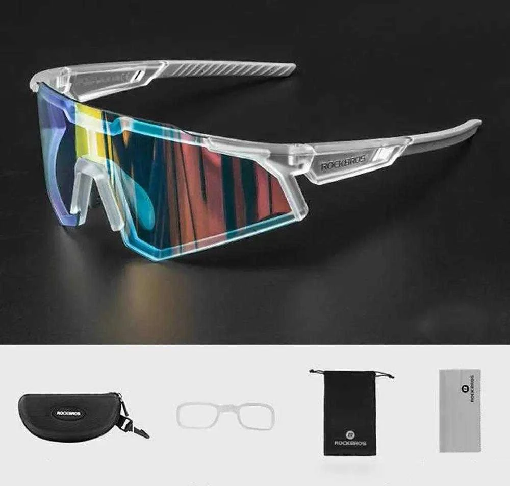 Rockbros SP291 photochromic UV400 dviratininko akiniai – baltos spalvos
