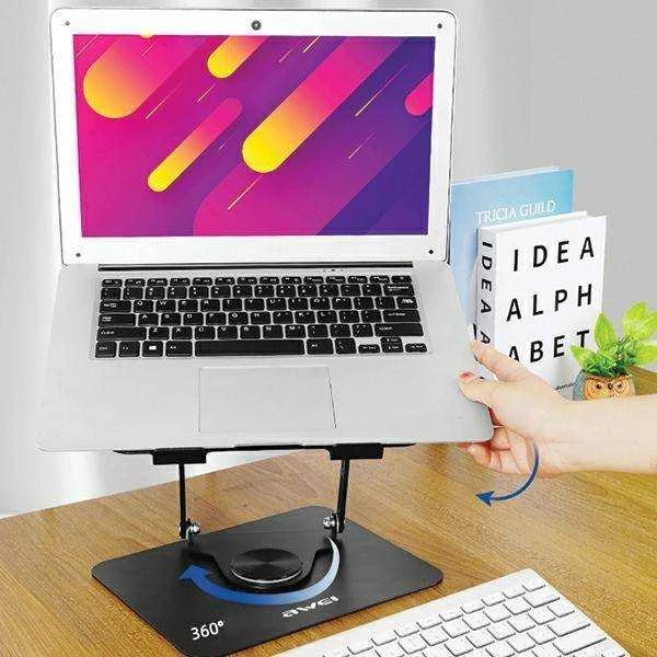 AWEI X46 Rotating Nešiojamas kompiuteris Desk Holder juodos spalvos