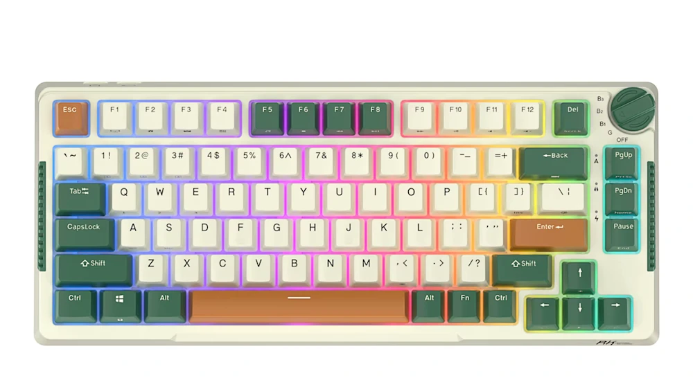 Royal Kludge RK H81 - US išdėstymas - Hot-Swappable Brown Switches - Timing Machine (Žalia) Mechaninė Belaidė Žaidimų Klaviatūra