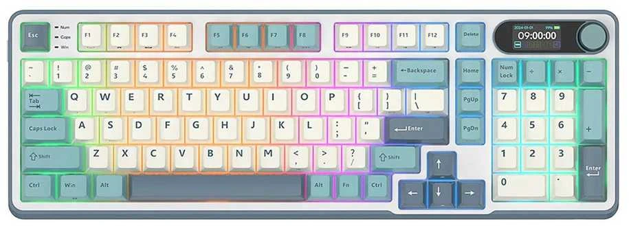 Royal Kludge RK-S98 Light Cloud belaidė klaviatūra | 96%, Hot-swap, Chartreuse switches, US