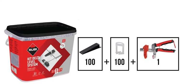 Plytelių nyveliavimo komplektas Rubi DELTA LEVEL SYSTEM; 3-12 mm; 2 mm; 100 vnt.