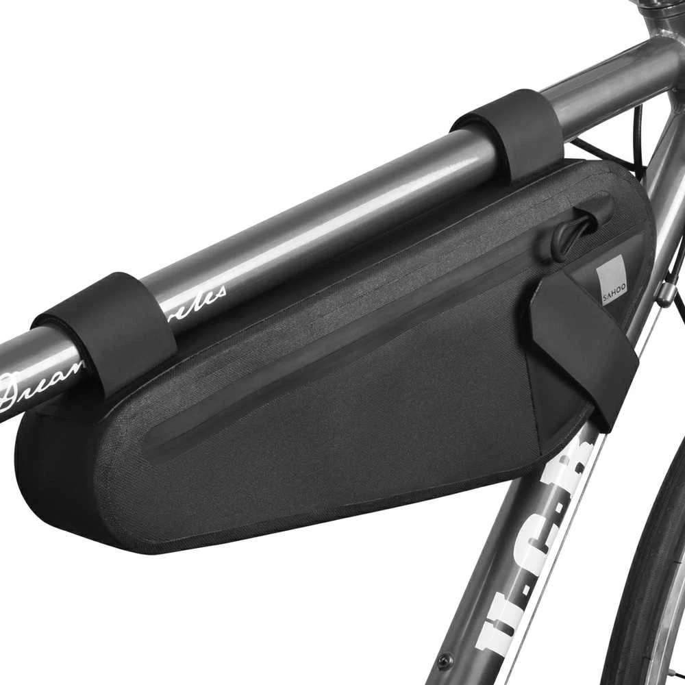SAHOO Bicycle Bag Road Bicycle Middle Frame Bag, Atsparus vandeniui, 2L, Juodas