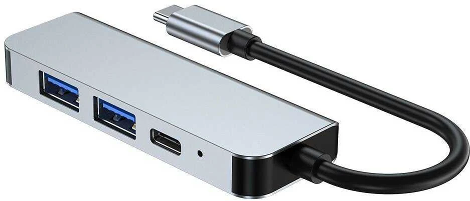 Šakotuvas 4in1 USB HUB USB-C to 2xUSB + HDMi + USB-C Adapteris Tech-Protect V2-HUB pilkos spalvos