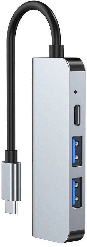 Šakotuvas 4in1 USB HUB USB-C to 2xUSB + HDMi + USB-C Adapteris Tech-Protect V2-HUB pilkos spalvos