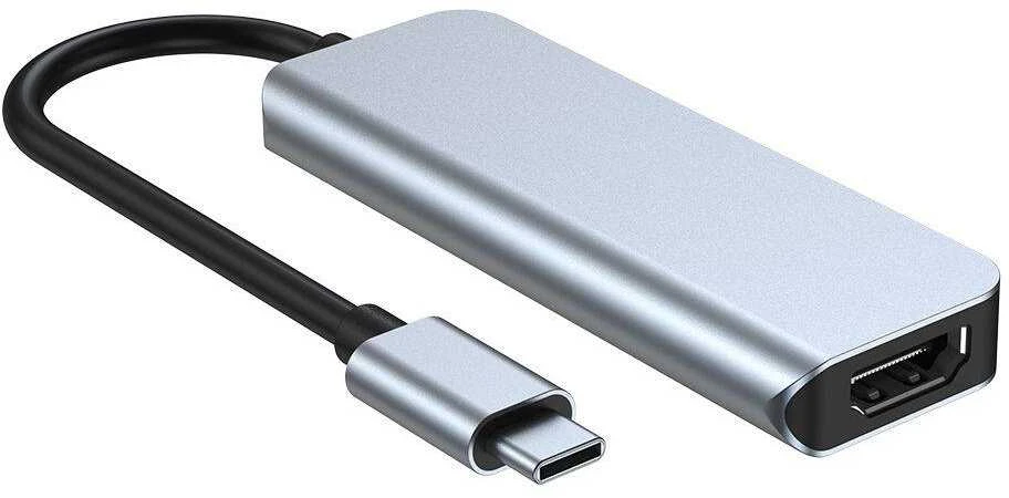 Šakotuvas 4in1 USB HUB USB-C to 2xUSB + HDMi + USB-C Adapteris Tech-Protect V2-HUB pilkos spalvos