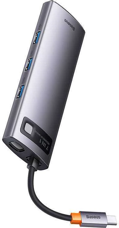 Hub 7in1 Baseus Metal Gleam Series USB-C iki 3x USB 3.0 + HDMI + USB-C PD + VGA + Ethernet RJ45
