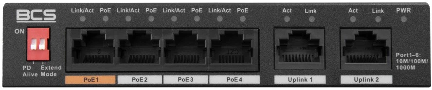 Šakotuvas BCS BCS-L-SP04G02G(2) Ne-valdomas Gigabit Ethernet (10/100/1000) Maitinimas per Eternetą (PoE) Desktopas Juoda