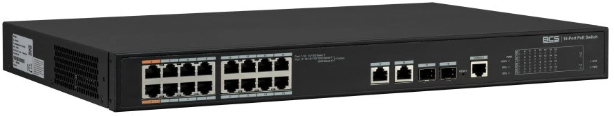 Šakotuvas BCS BCS-L-SP1602G-2SFP-M(II) Valdomas Maitinimas per Eternetą (PoE) 1U Juoda