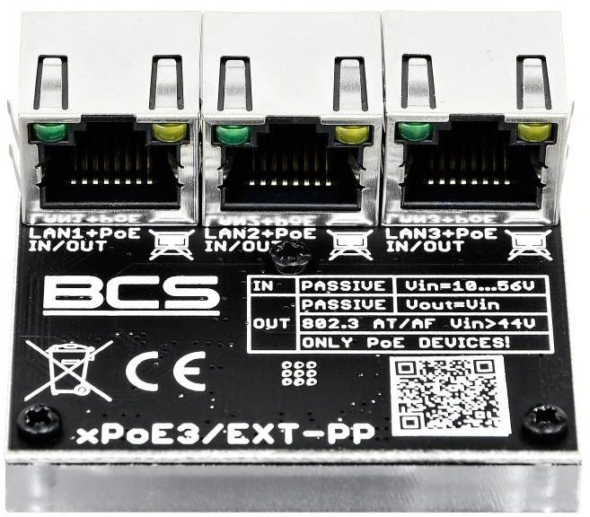 Šakotuvas BCS BCS-XPOE3/EXT-PP tinklo stiprintuvas Tinklo kartotuvas Juoda 10, 100 Mbit/ai