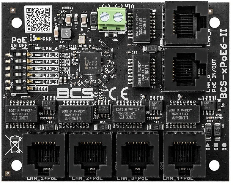 Šakotuvas BCS BCS-XPOE6-II tinklo komutatorius Ne-valdomas Fast Ethernet (10/100) Maitinimas per Eternetą (PoE)