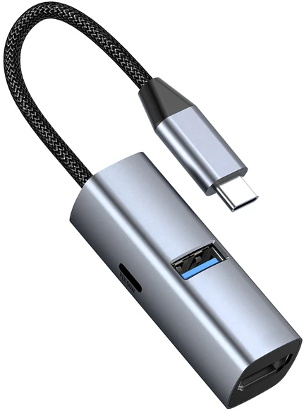 Nezatříděno Kabeliai Mobilusis „Origin 3in1 CompactHub HB1“ – USB-A, USB-C, HDMI, USB-C kabelis