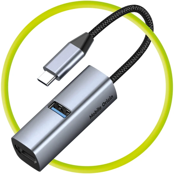 Nezatříděno Kabeliai Mobilusis „Origin 3in1 CompactHub HB1“ – USB-A, USB-C, HDMI, USB-C kabelis