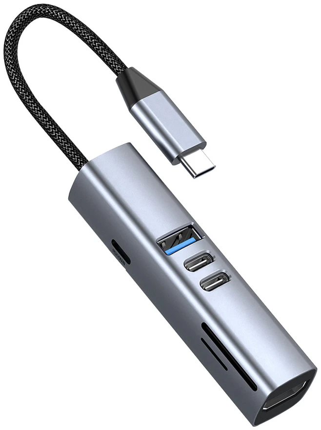 Šakotuvas Mobile Origin Kabeliai Mobilusis „Origin 7in1 MultiHub HB2“ – 3x USB-C, USB-A, HDMI, TF/SD kortelių, USB-C kabelis