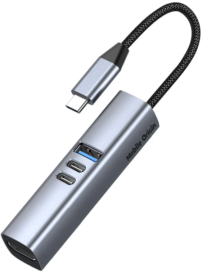 Šakotuvas Mobile Origin Kabeliai Mobilusis „Origin 7in1 MultiHub HB2“ – 3x USB-C, USB-A, HDMI, TF/SD kortelių, USB-C kabelis