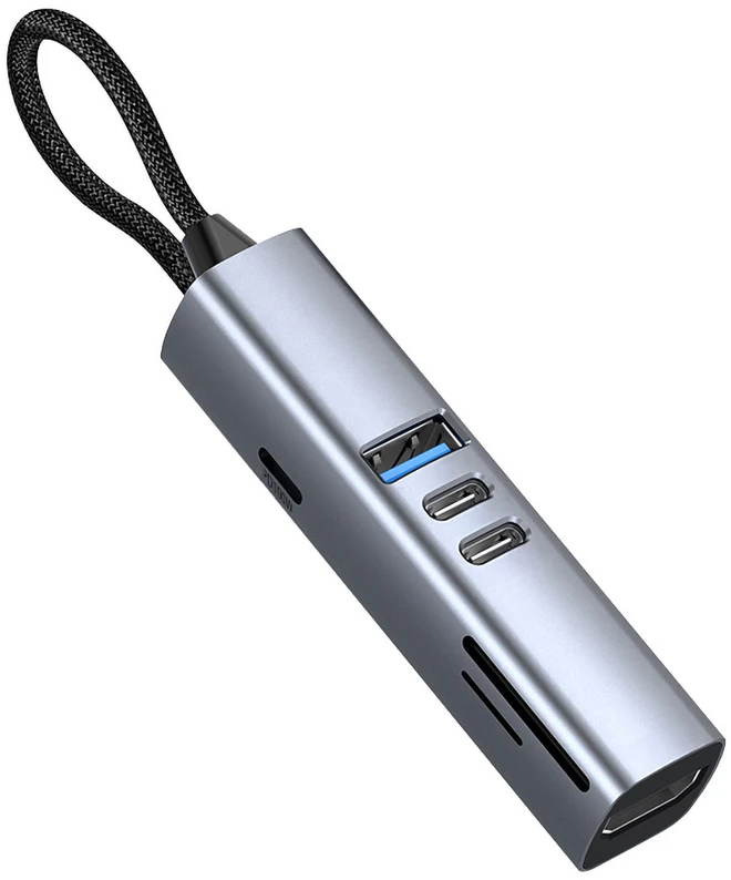 Šakotuvas Mobile Origin Kabeliai Mobilusis „Origin 7in1 MultiHub HB2“ – 3x USB-C, USB-A, HDMI, TF/SD kortelių, USB-C kabelis