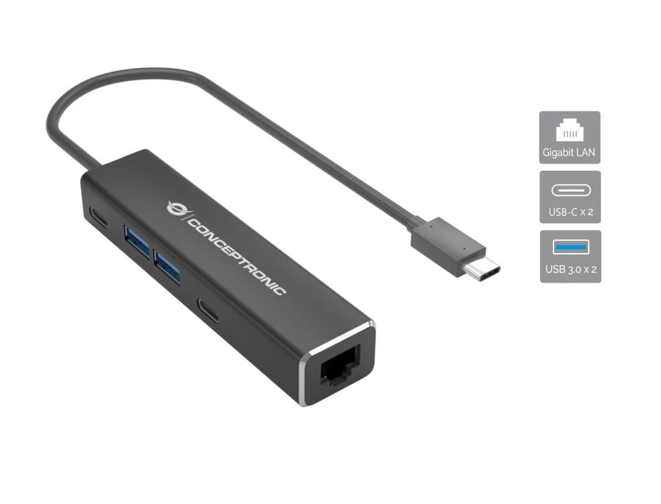 Carruzzo Conceptronic ABBY13B knyginių kompiuterių dokas / jungčių replikatorius Vielinis USB 3.2 Gen 1 (3.1 Gen 1) Type-C Pilka