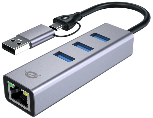 Carruzzo Conceptronic ABBY25G knyginių kompiuterių dokas / jungčių replikatorius Vielinis USB 3.2 Gen 1 (3.1 Gen 1) Type-A + Type-C Pilka