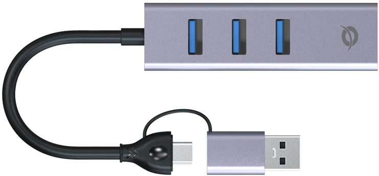 Carruzzo Conceptronic ABBY25G knyginių kompiuterių dokas / jungčių replikatorius Vielinis USB 3.2 Gen 1 (3.1 Gen 1) Type-A + Type-C Pilka