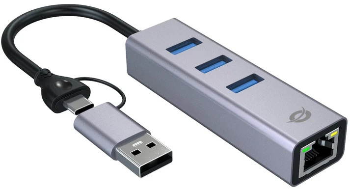 Carruzzo Conceptronic ABBY25G knyginių kompiuterių dokas / jungčių replikatorius Vielinis USB 3.2 Gen 1 (3.1 Gen 1) Type-A + Type-C Pilka