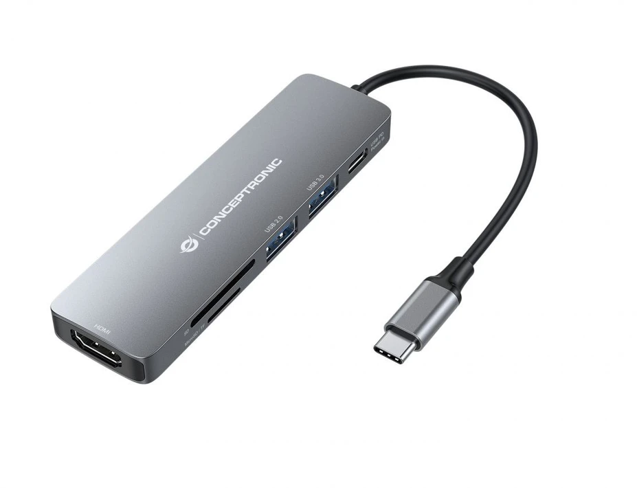 Carruzzo Conceptronic DONN11G knyginių kompiuterių dokas / jungčių replikatorius Vielinis USB 3.2 Gen 1 (3.1 Gen 1) Type-C Pilka