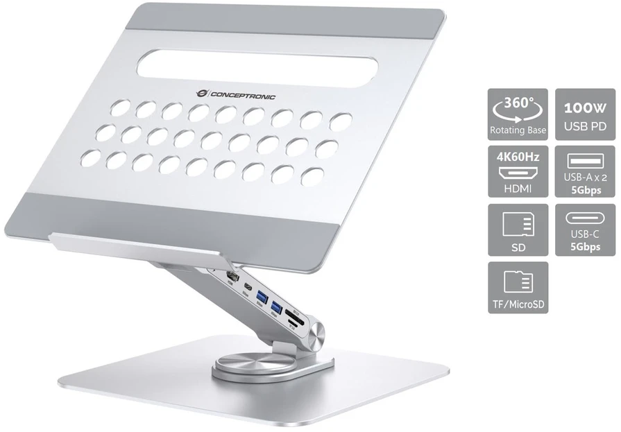 Carruzzo Conceptronic DONN27G nešiojamojo kompiuterio stovas Sidabras