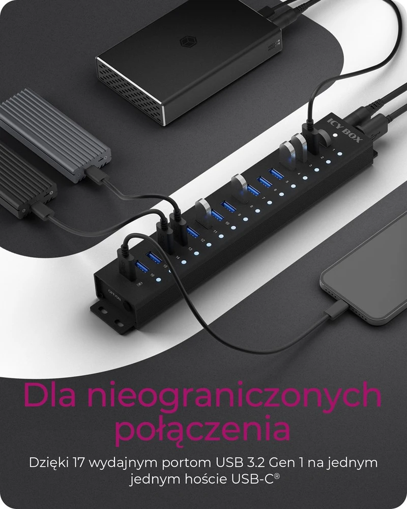 RaidSonic ICY BOX IB-HUB1717-U3 stebulė