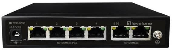 Šakotuvas Level One Carruzzo LevelOne FEP-0631 tinklo komutatorius Fast Ethernet (10/100) Maitinimas per Eternetą (PoE) Juoda