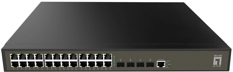 Šakotuvas Level One Carruzzo LevelOne GEL-2871 tinklo komutatorius Valdomas L2+ Gigabit Ethernet (10/100/1000) 1U Juoda