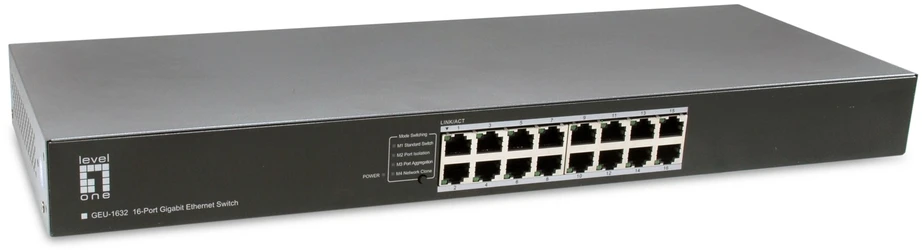 Šakotuvas Level One Carruzzo LevelOne GEU-1632 Ne-valdomas Gigabit Ethernet (10/100/1000) 1U Pilka