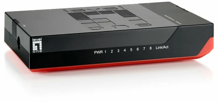 Šakotuvas Level One Carruzzo LevelOne GSW-0807 tinklo komutatorius Ne-valdomas Gigabit Ethernet (10/100/1000) Juoda, Raudona