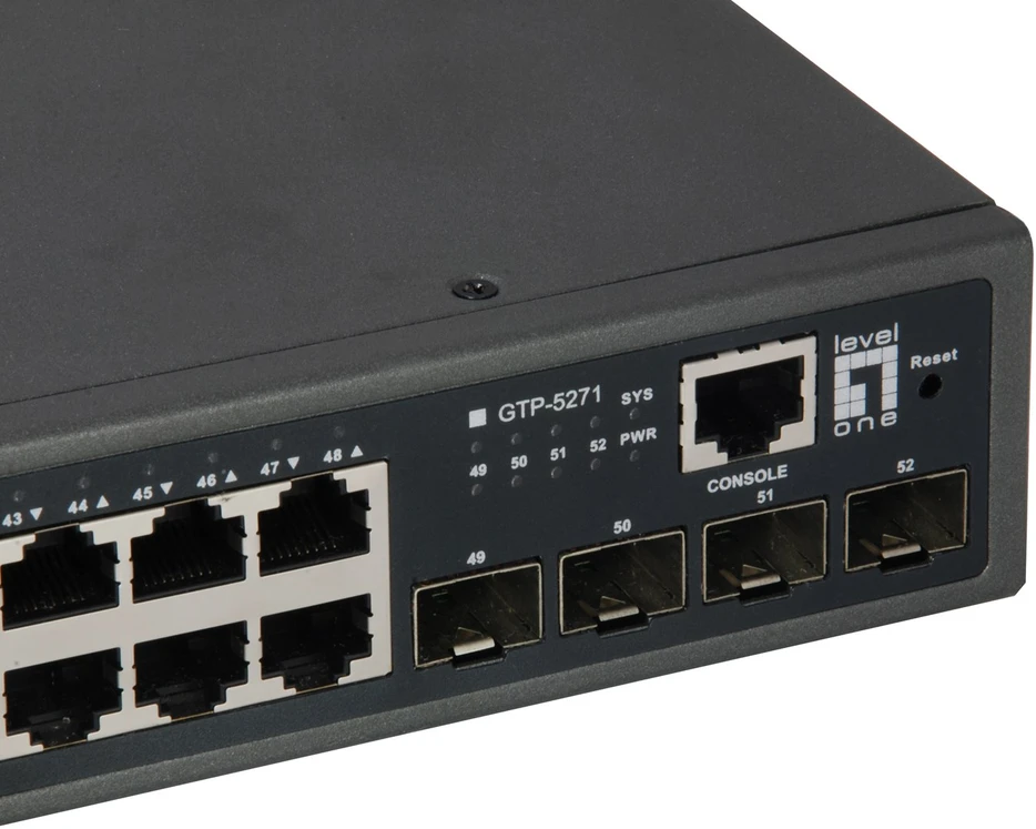 Šakotuvas Carruzzo LevelOne GTP-5271 tinklo komutatorius Valdomas L3 Gigabit Ethernet (10/100/1000) Maitinimas per Eternetą (PoE) Pilka