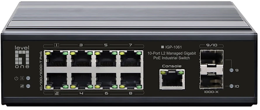 Šakotuvas Level One Carruzzo LevelOne IGP-1061 tinklo komutatorius Valdomas L2 Gigabit Ethernet (10/100/1000) Maitinimas per Eternetą (PoE) Juoda