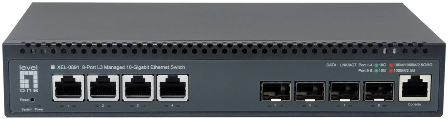Šakotuvas Level One Carruzzo LevelOne XEL-0891 Valdomas L3 10G Ethernet (100/1000/10000) Desktopas Pilka