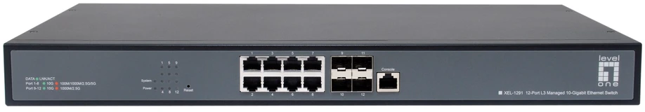 Šakotuvas Level One Carruzzo LevelOne XEL-1291 Valdomas L3 10G Ethernet (100/1000/10000) 1U Juoda